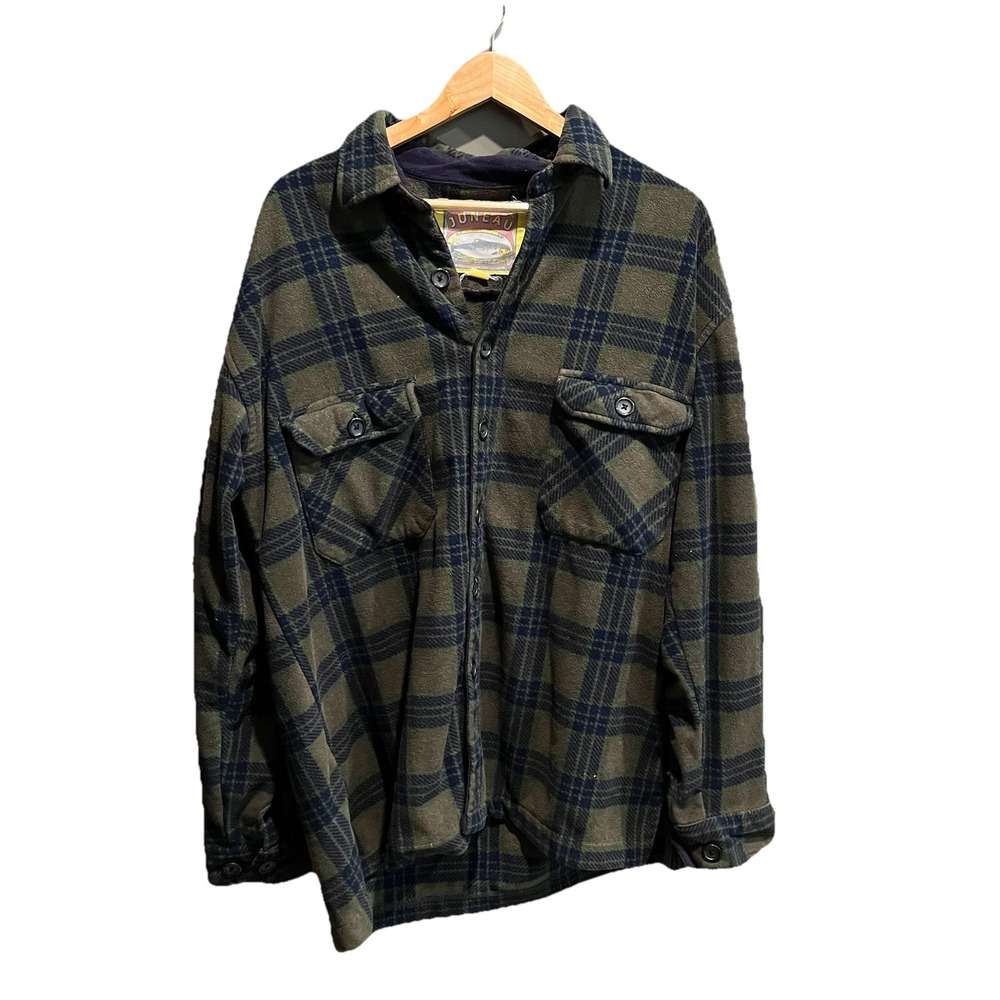 Juneau Green Navy Plaid Men's Flannel Button Down Shirt Size XL‎